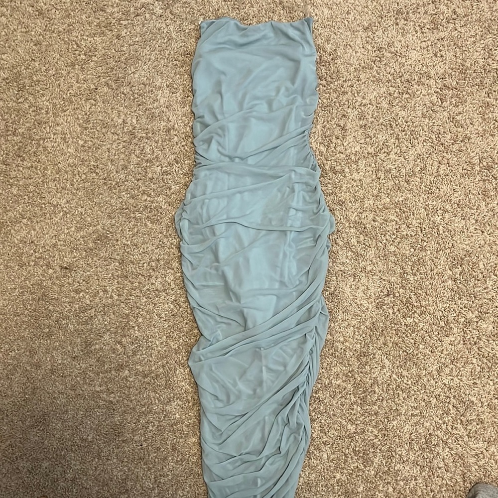 Mermaid ruffled baby blue maxi